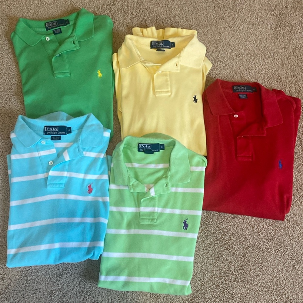 Lot of 5 Men’s Ralph Lauren small short sleeve polo shirts